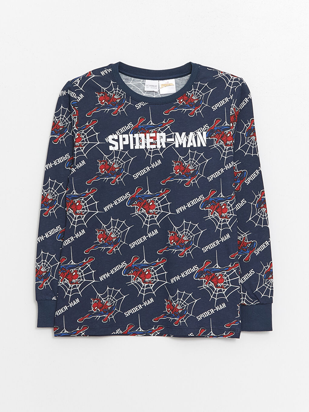 LCW Kids Lacivert Bisiklet Yaka Spiderman Baskılı Uzun Kollu Erkek Çocuk Pijama Takımı - 1