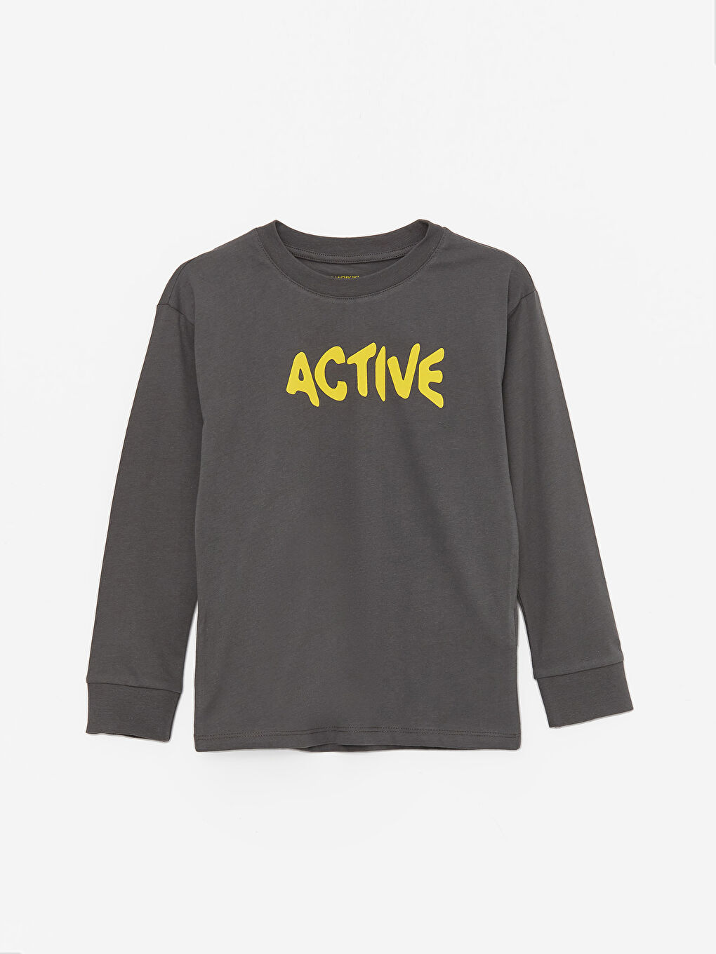 Gri Bisiklet Yaka Baskılı Uzun Kollu Erkek Çocuk Pijama Takımı-1