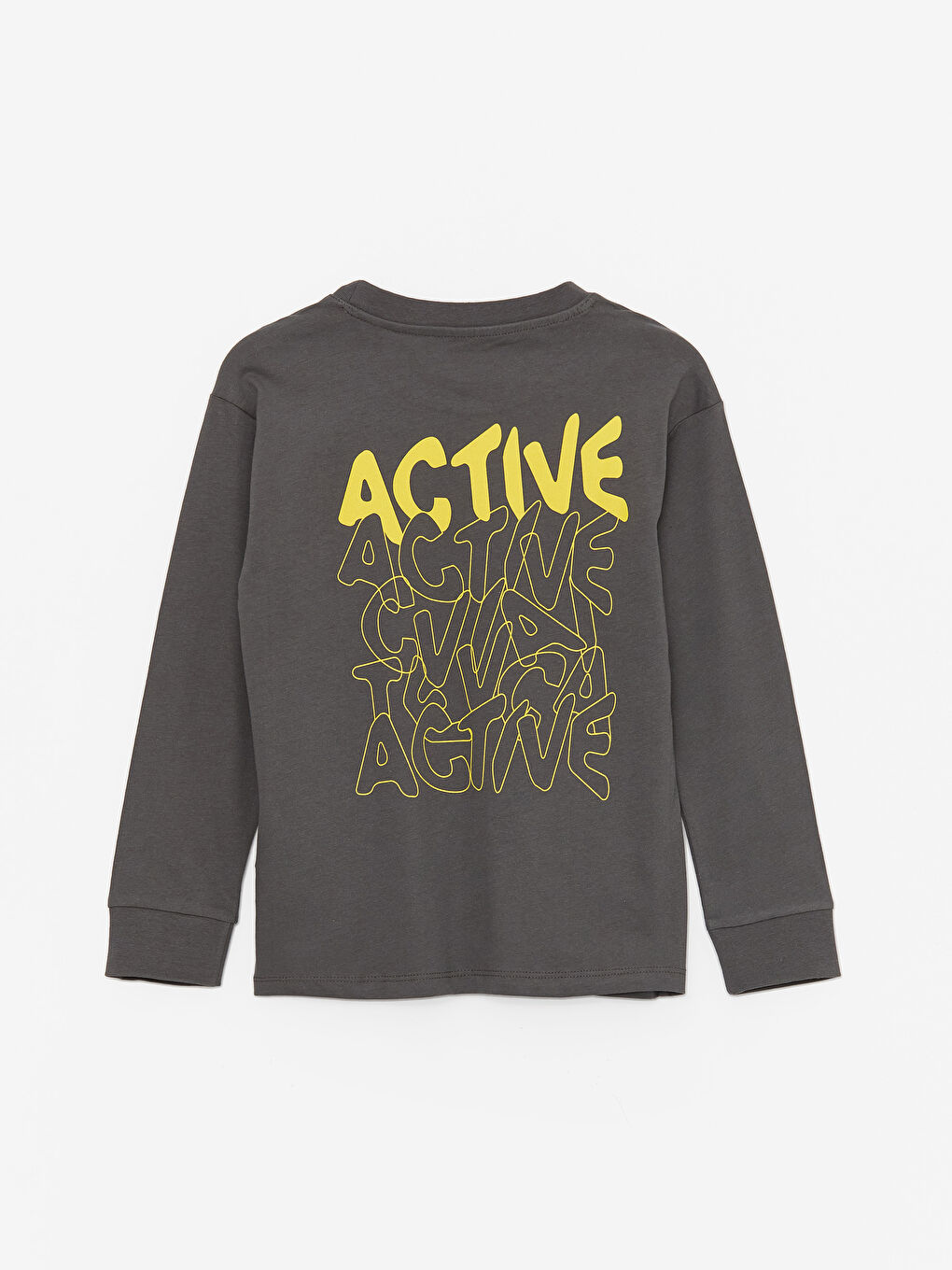 Gri Bisiklet Yaka Baskılı Uzun Kollu Erkek Çocuk Pijama Takımı-2