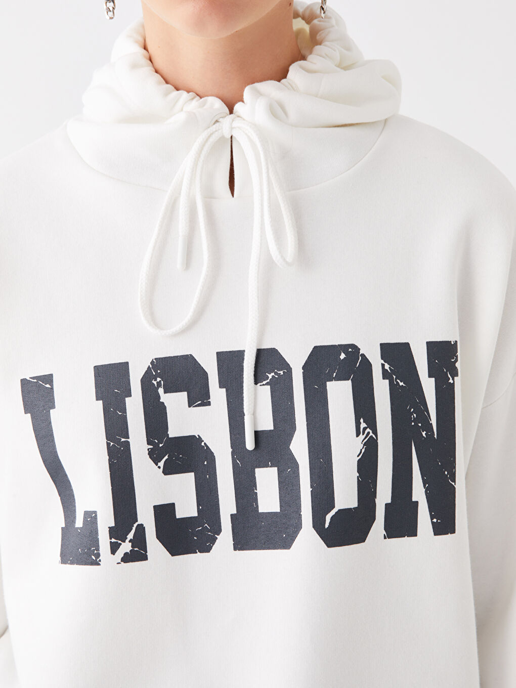 LCW Vision Ekru Baskılı Uzun Kollu Oversize Kadın Hoodie - 3