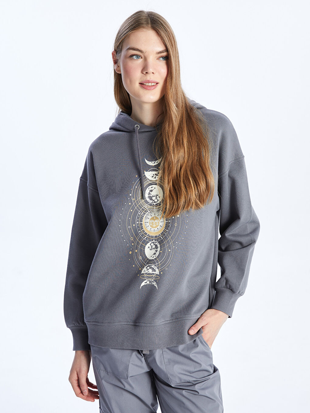 Sweatshirt à capuche imprimé à manches longues pour Femmes