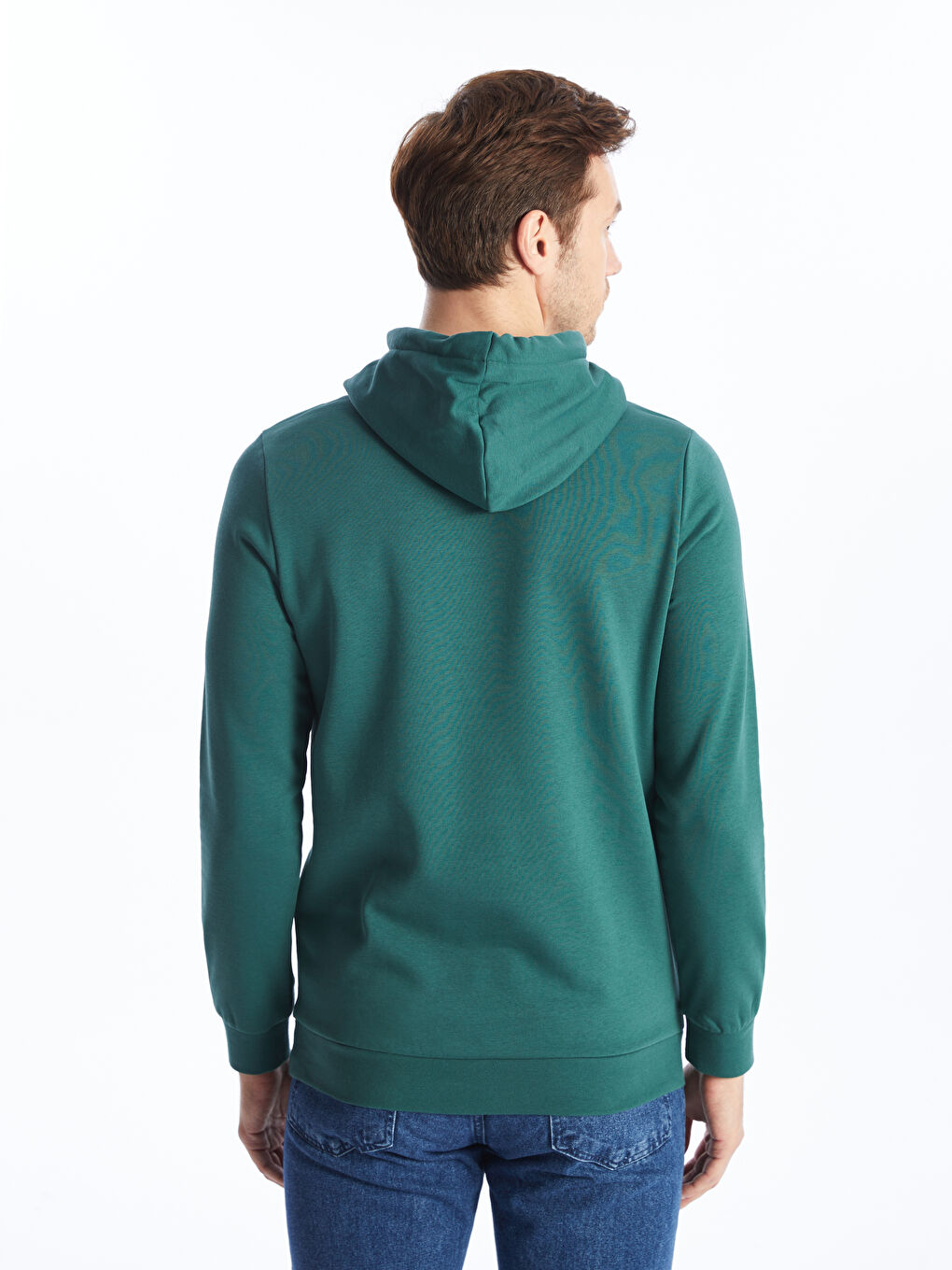 LCWAIKIKI Classic Mat Yeşil Uzun Kollu Baskılı Erkek Hoodie - 4