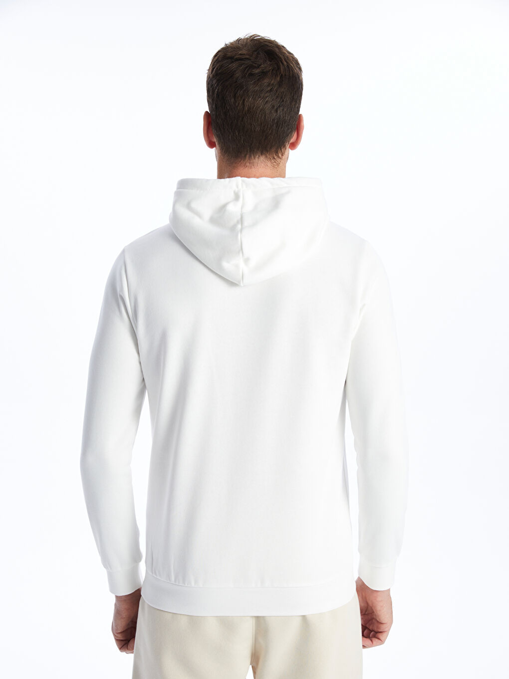 LCWAIKIKI Classic Ekru Uzun Kollu Baskılı Erkek Hoodie - 4