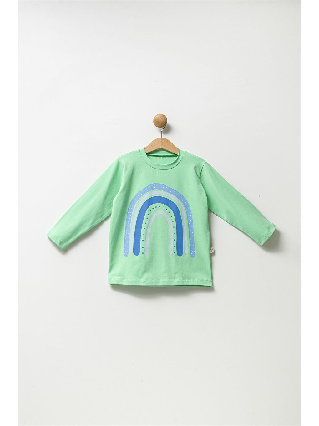 Yeşil Bisiklet Yaka Uzun Kollu Baskılı Erkek Bebek Tişört