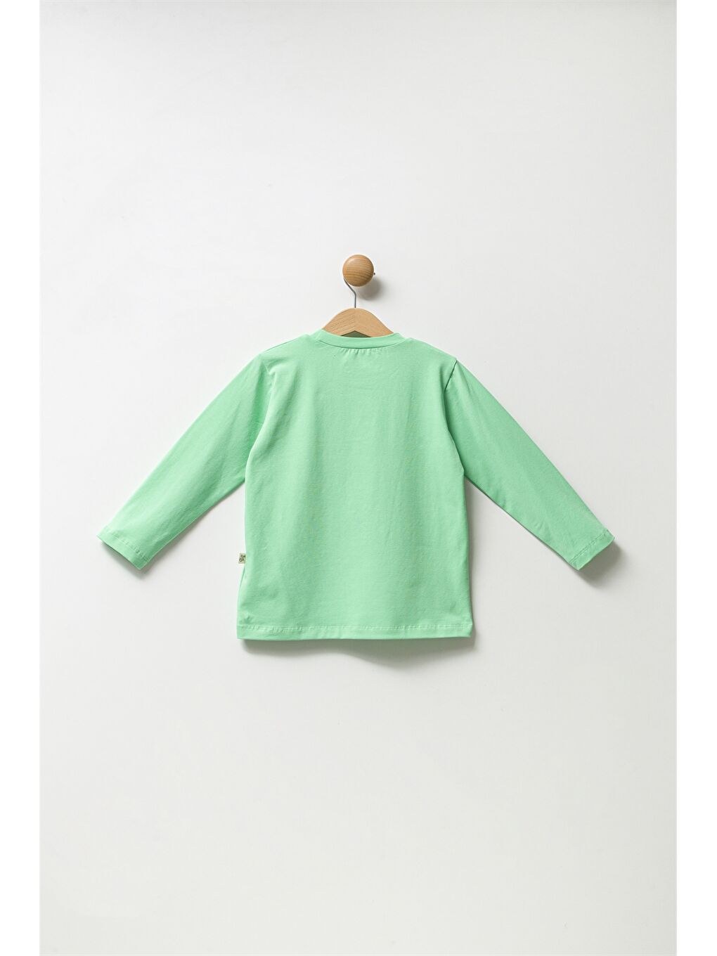 Yeşil Bisiklet Yaka Uzun Kollu Baskılı Erkek Bebek Tişört-1