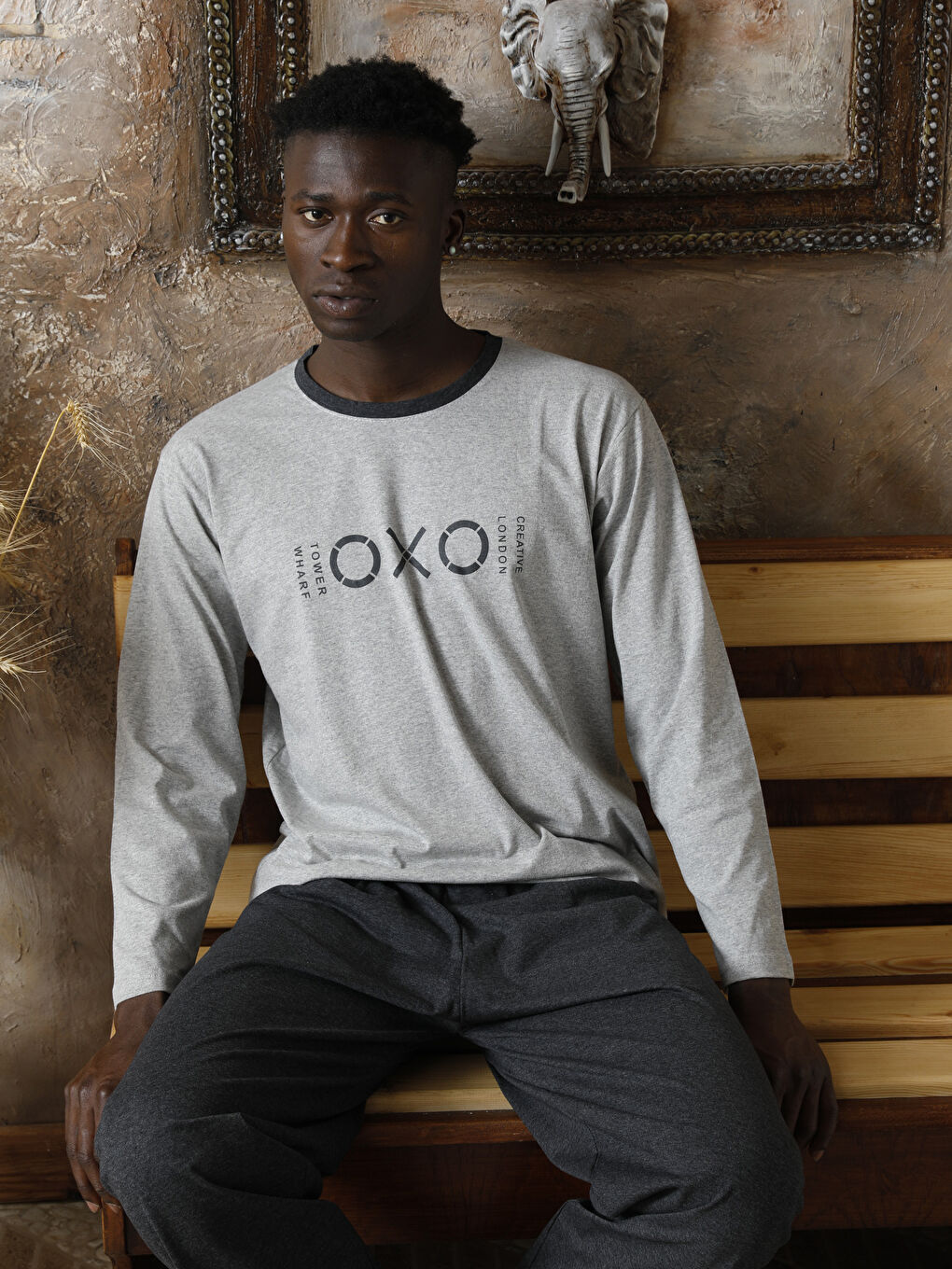 Ekru Standart Kalıp Erkek Pijama Takımı