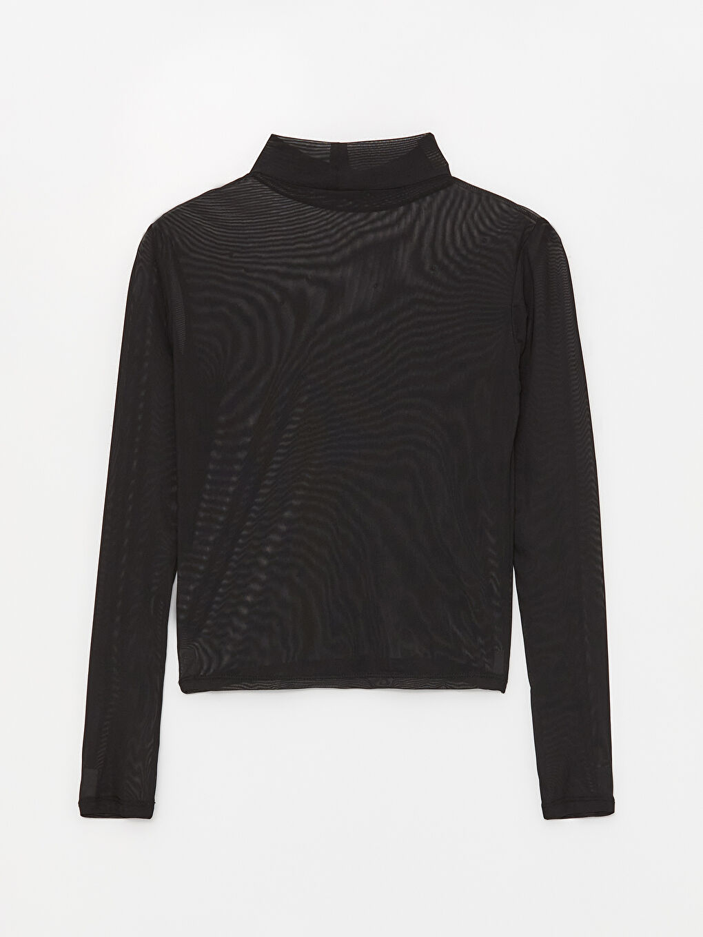 Siyah Yarım Balıkçı Yaka Puantiyeli Uzun Kollu Kadın Bluz-6