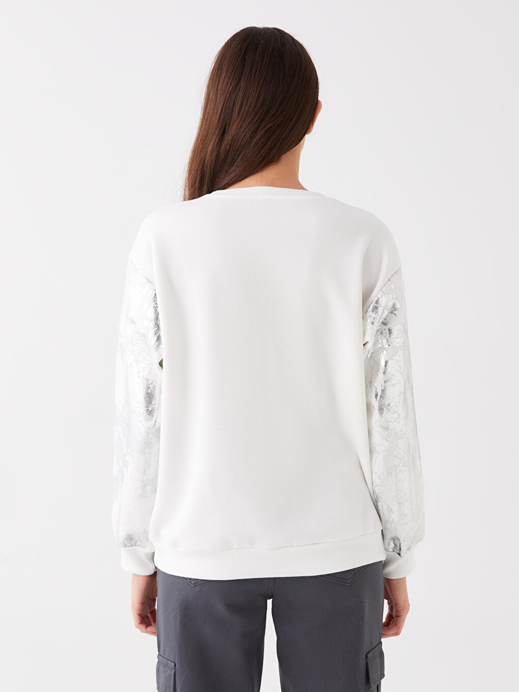 Crew Neck Printed Oversize Women's Thick Sweatshirt-4