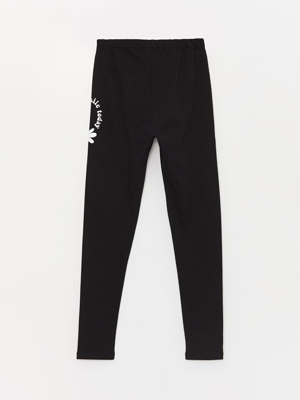 Siyah Beli Lastikli Baskılı Kız Çocuk Uzun Tayt-2