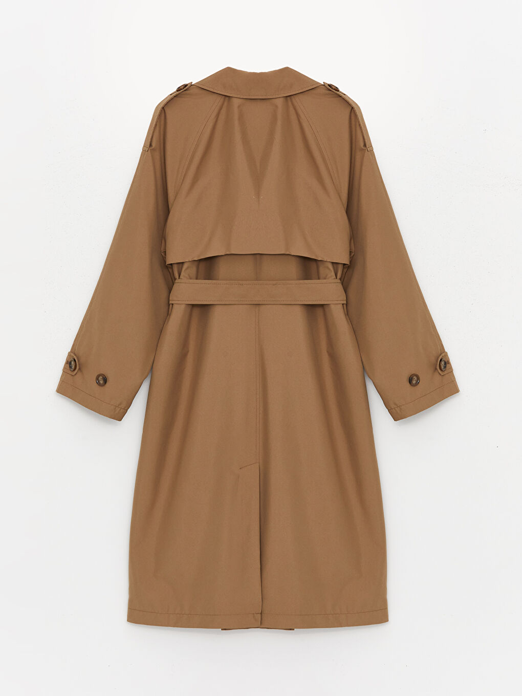 Haki Kadın Kruvaze Yaka Düz Trençkot-7