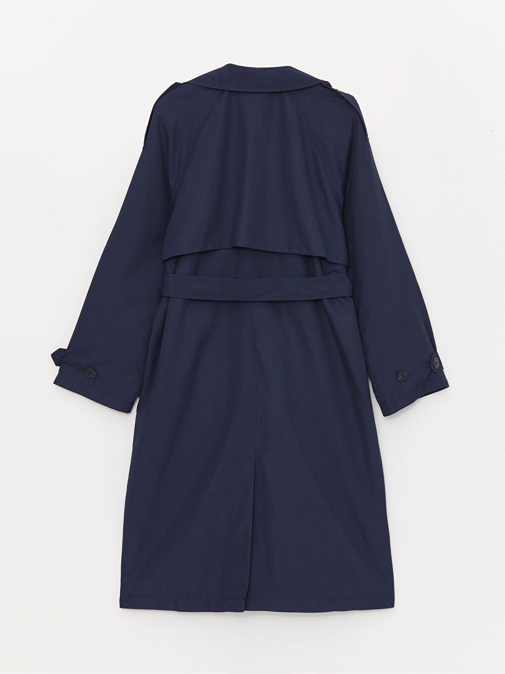 Женский Двубортный Однотонный Тренч-6