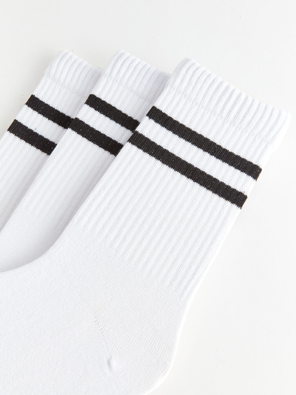 Beyaz Çizgili Erkek Soket Çorap 3'lü-2