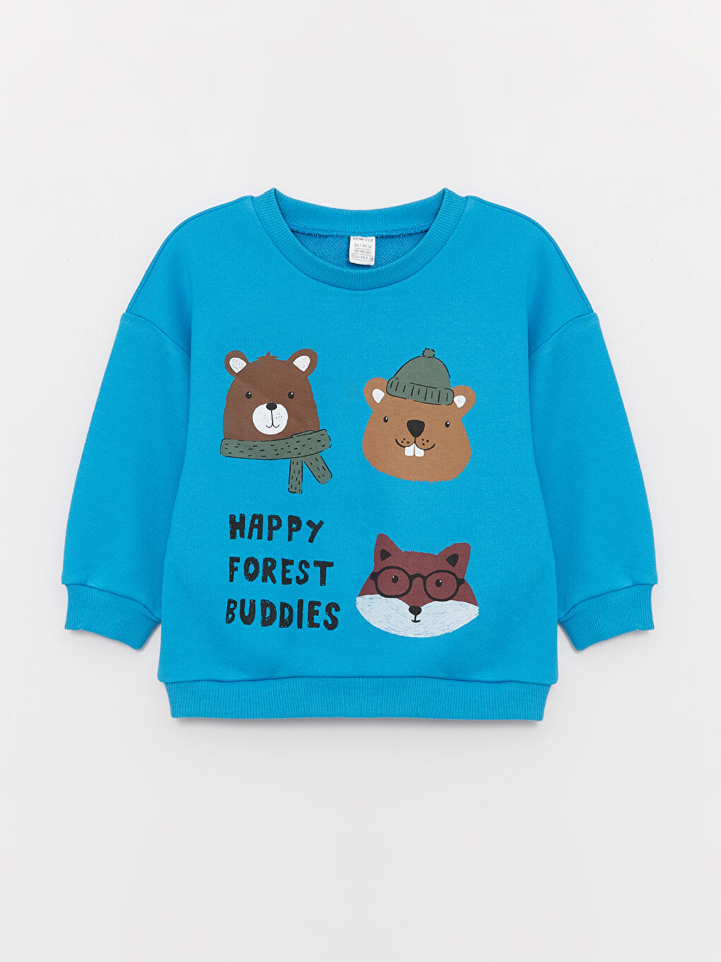 LCW ECO Açık Mavi Bisiklet Yaka Uzun Kollu Baskılı Erkek Bebek Sweatshirt