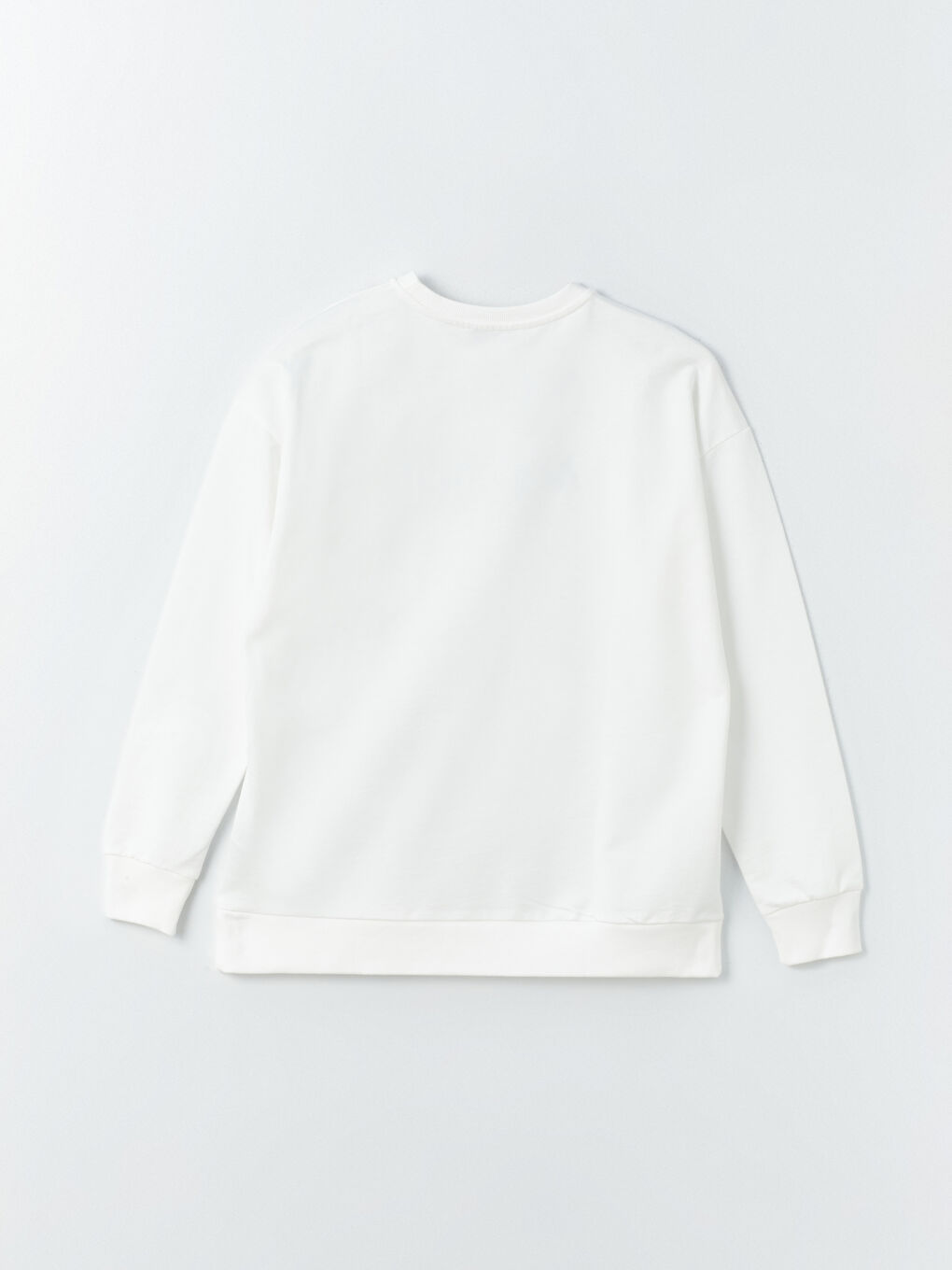 LCWAIKIKI Basic Ekru Bisiklet Yaka Baskılı Uzun Kollu Oversize Kadın Sweatshirt - 6