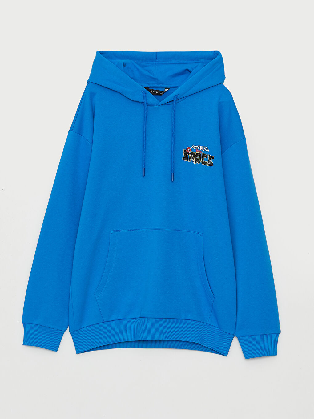 LCW Casual Mavi Uzun Kollu Nostaljik Maymun Baskılı Unisex Hoodie - 10