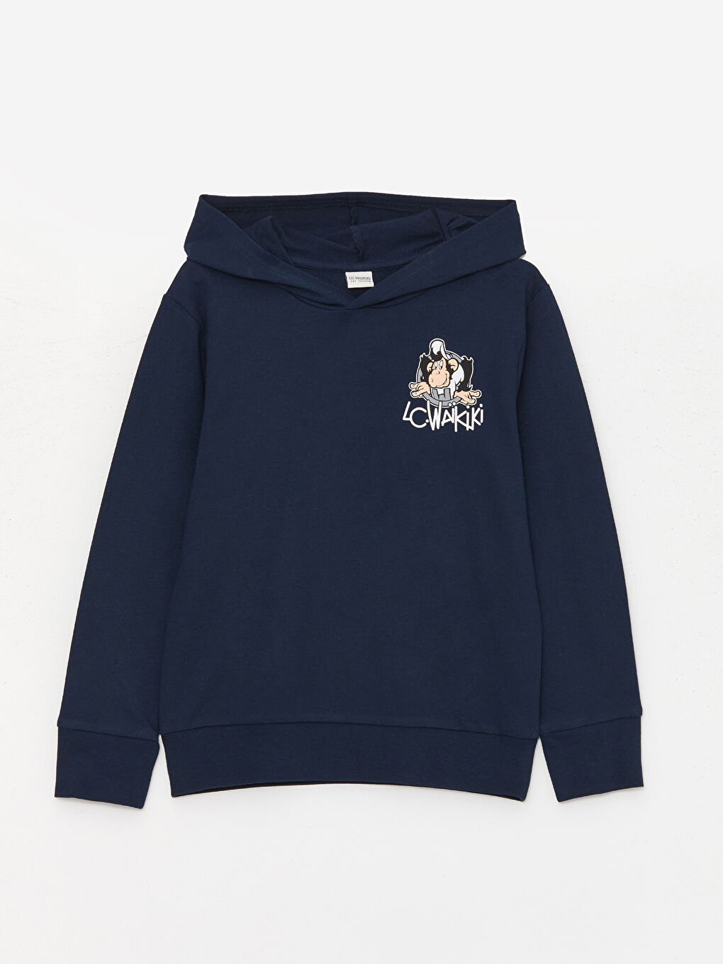 LCW Kids Yeni Lacivert Nostaljik Maymun Baskılı Uzun Kollu Erkek Çocuk Hoodie - 4