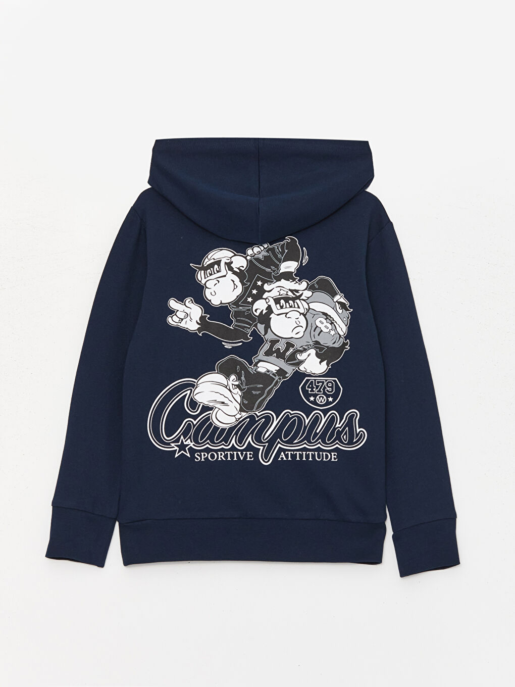 LCW Kids Yeni Lacivert Nostaljik Maymun Baskılı Uzun Kollu Erkek Çocuk Hoodie - 5