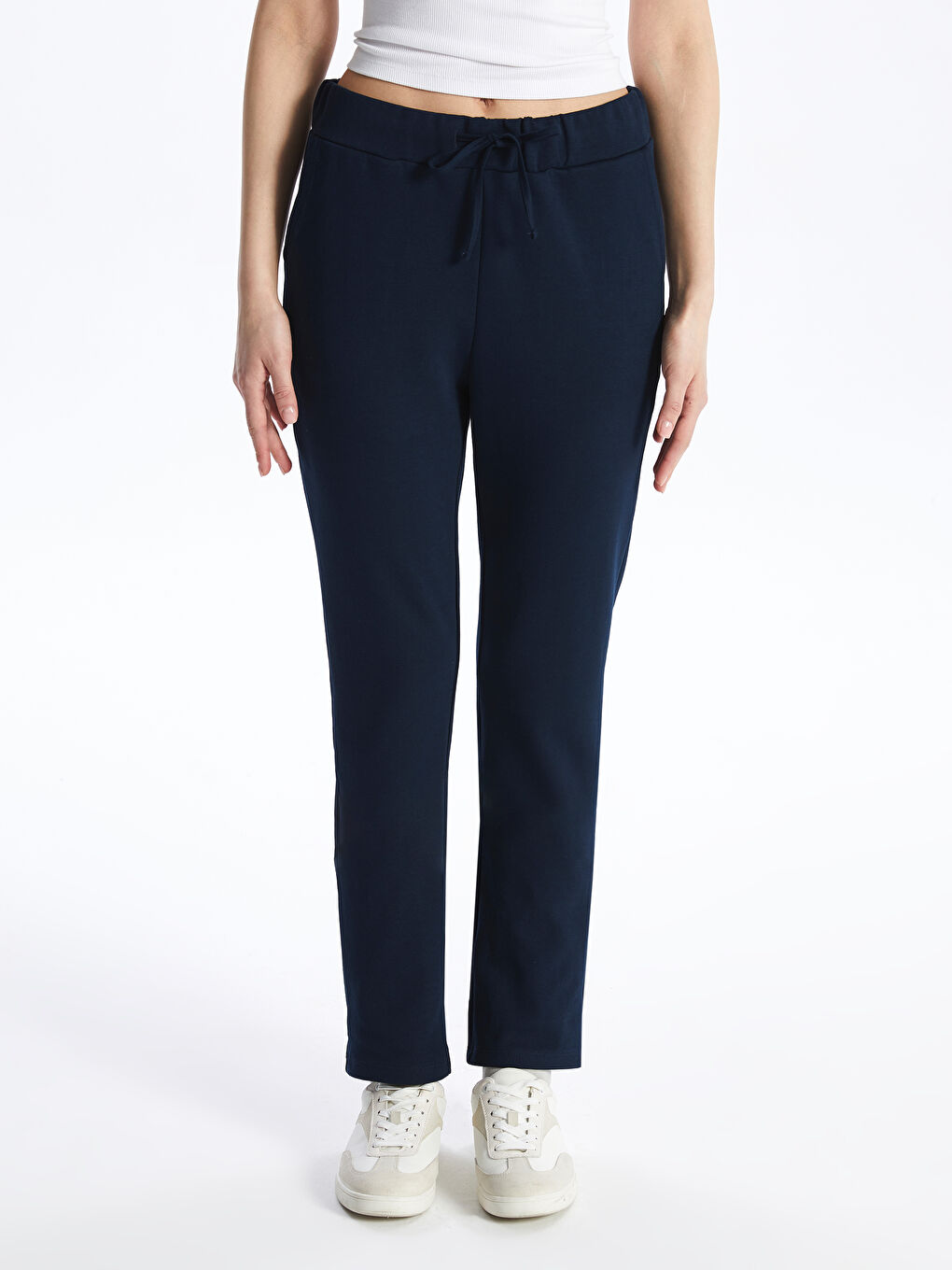 Lacivert Kadın Beli Lastikli Düz Eşofman Altı-2