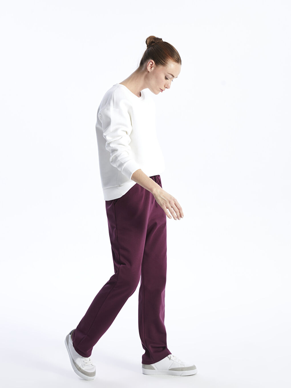 Mürdüm Kadın Beli Lastikli Düz Eşofman Altı-1