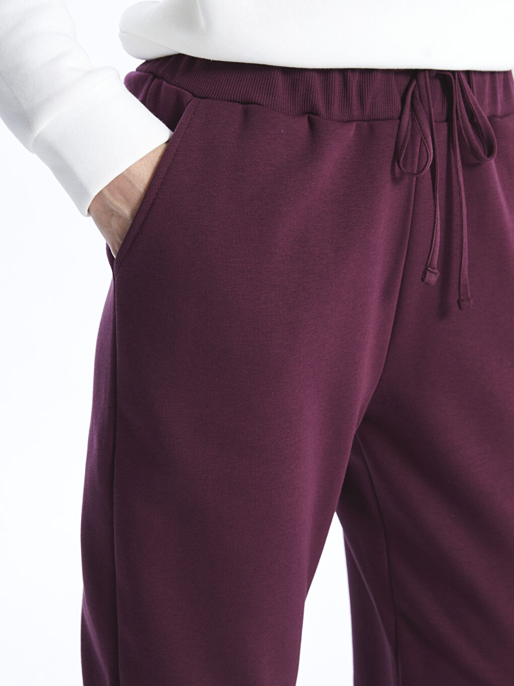 Mürdüm Kadın Beli Lastikli Düz Eşofman Altı-3