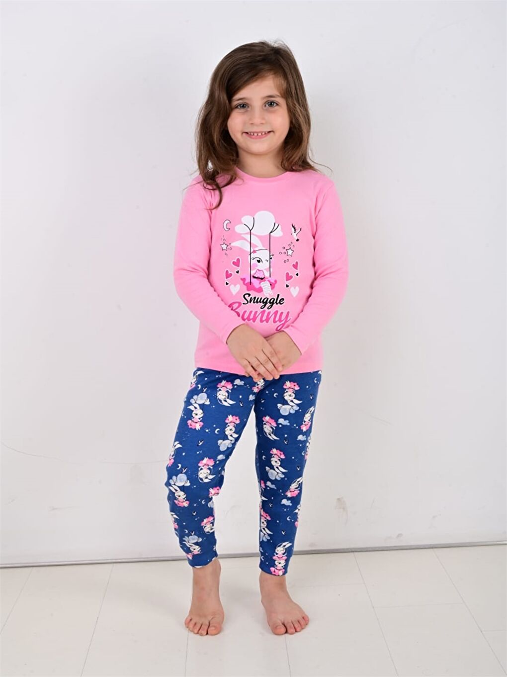 Vitmo Pembe Bisiklet Yaka Baskılı Kız Bebek Pijama Takımı - 2