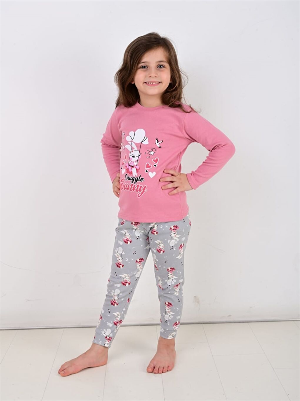 Vitmo Gülkurusu Bisiklet Yaka Baskılı Kız Bebek Pijama Takımı - 1