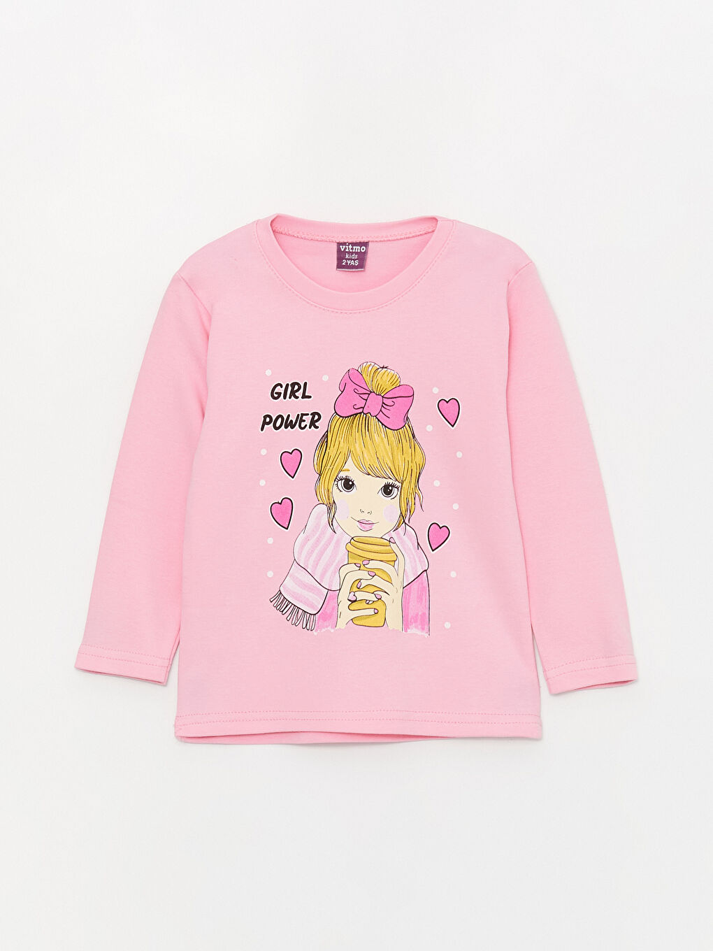 Pembe Bisiklet Yaka Baskılı Kız Bebek Pijama Takımı-1