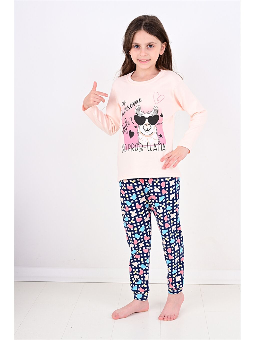 Vitmo Pembe Bisiklet Yaka Baskılı Kız Bebek Pijama Takımı - 2