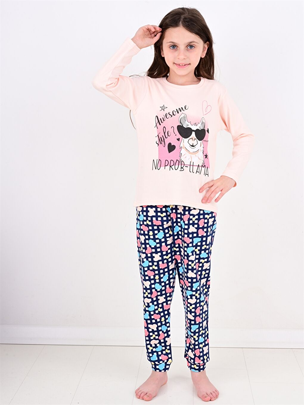 Vitmo Pembe Bisiklet Yaka Baskılı Kız Bebek Pijama Takımı - 5