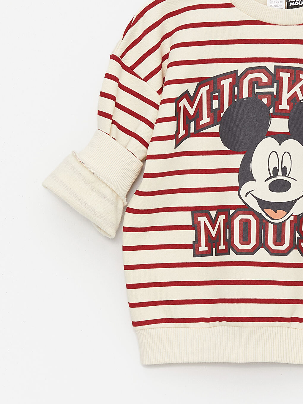 LCW baby Ekru Baskılı Bisiklet Yaka Uzun Kollu Mickey Mouse Baskılı Erkek Bebek Sweatshirt - 3