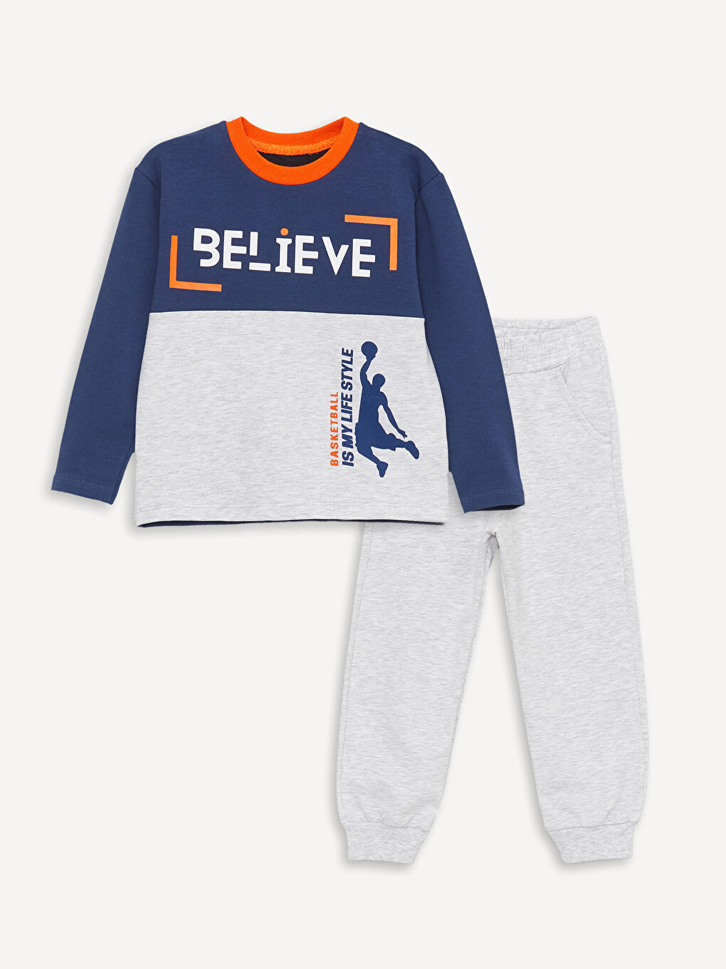 Karışık Bisiklet Yaka Uzun Kollu Baskılı Erkek Bebek 2'li Takım