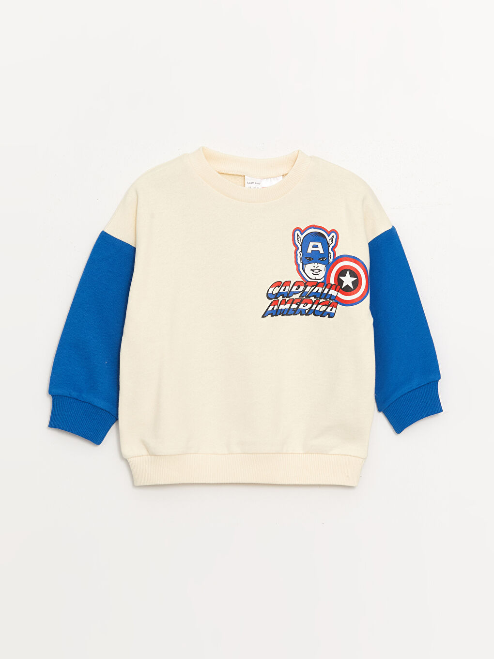 LCW baby Açık Bej Bisiklet Yaka Uzun Kollu Marvel Baskılı Erkek Bebek Sweatshirt