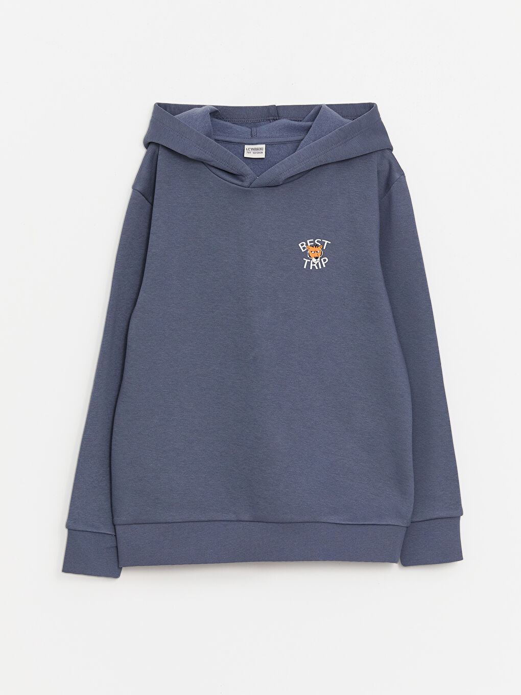 LCW Kids İndigo Baskılı Uzun Kollu Erkek Çocuk Hoodie