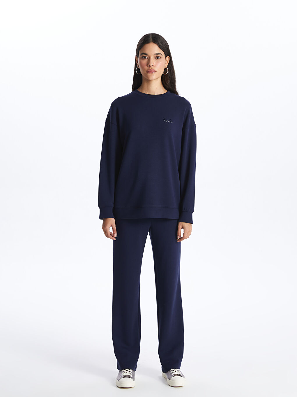 Elastic Waist Printed Women's Thick Sweatpants-1