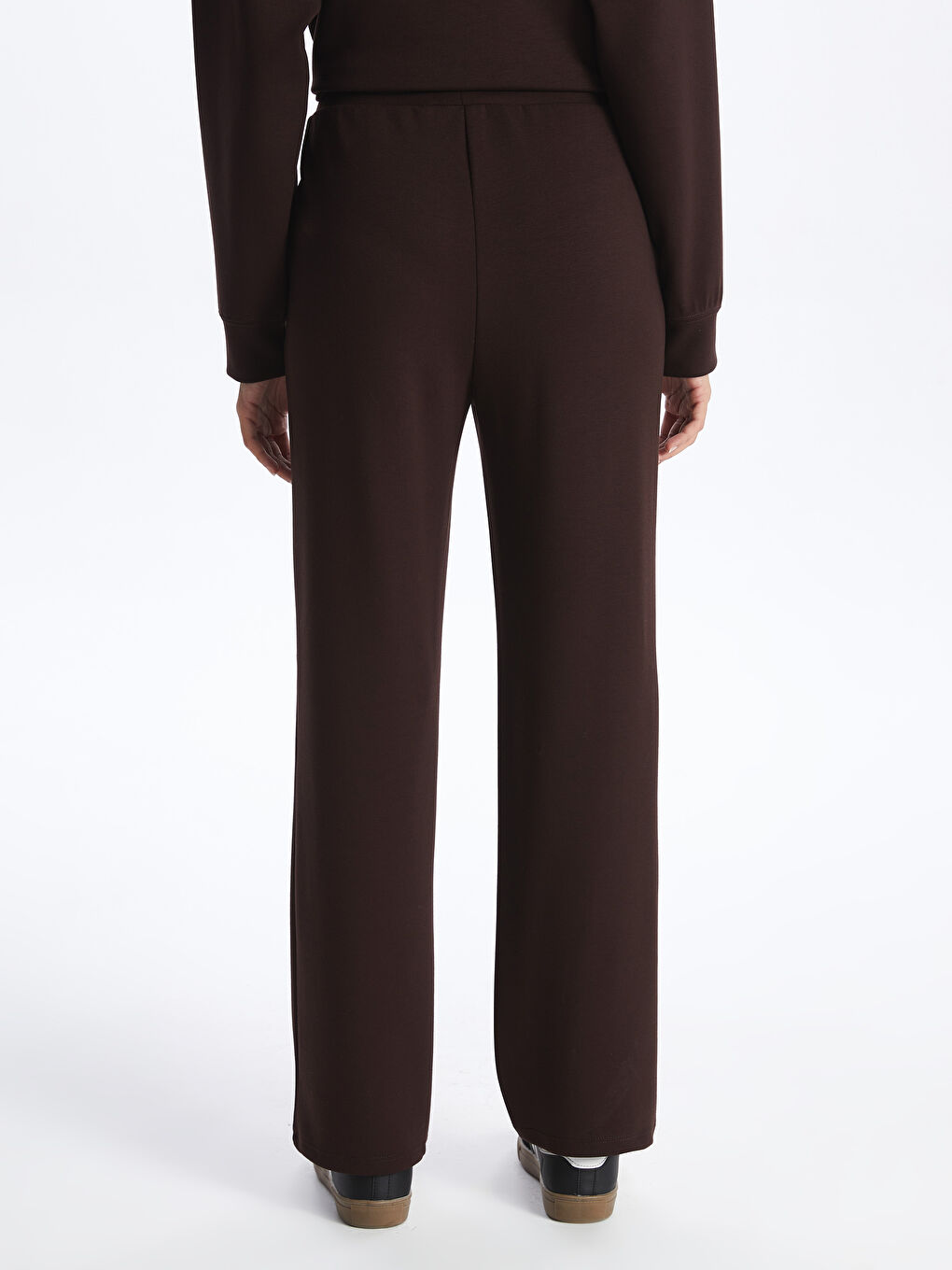 Kahverengi Beli Lastikli Baskılı Kadın Kalın Eşofman Altı-3