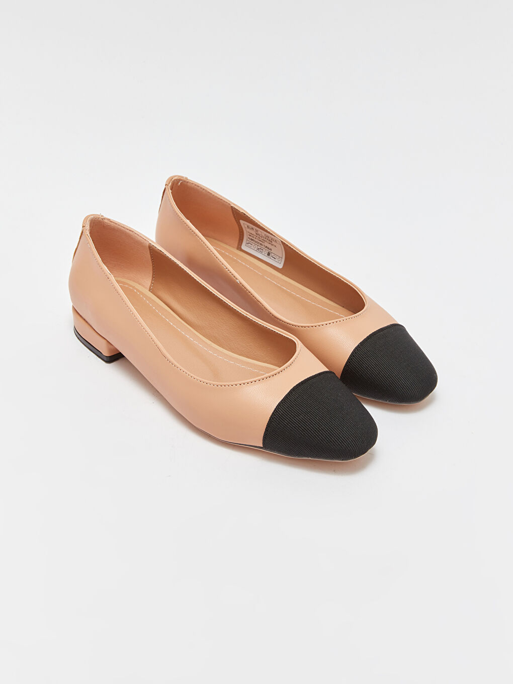 Bej Deri Görünümlü Sivri Burun Kadın Topuklu Babet