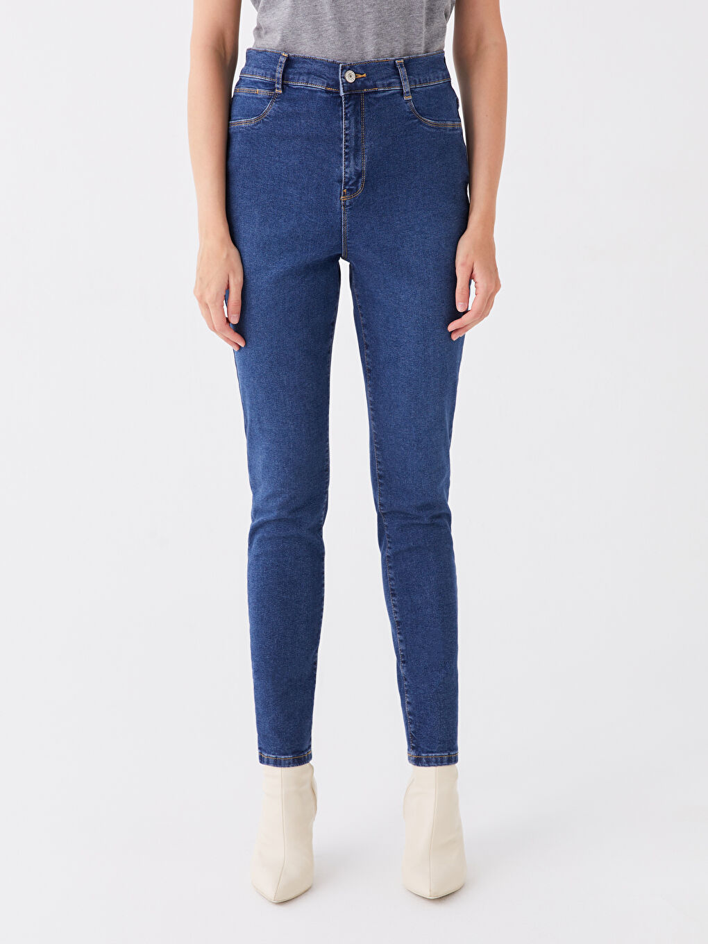 LCWAIKIKI Basic Orta İndigo Rodeo Jüpiter Süper Skinny Fit Kadın Jean Pantolon - 2