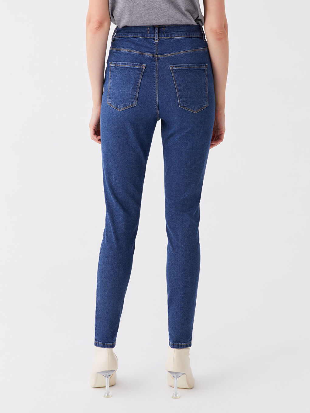 LCWAIKIKI Basic Orta İndigo Rodeo Jüpiter Süper Skinny Fit Kadın Jean Pantolon - 3