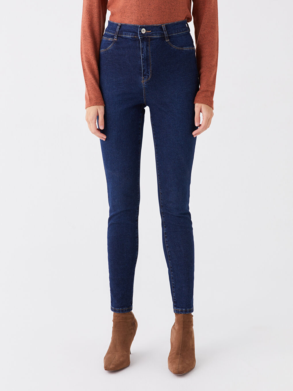 LCWAIKIKI Basic Derin Koyu Yık. Jüpiter Süper Skinny Fit Kadın Jean Pantolon - 2