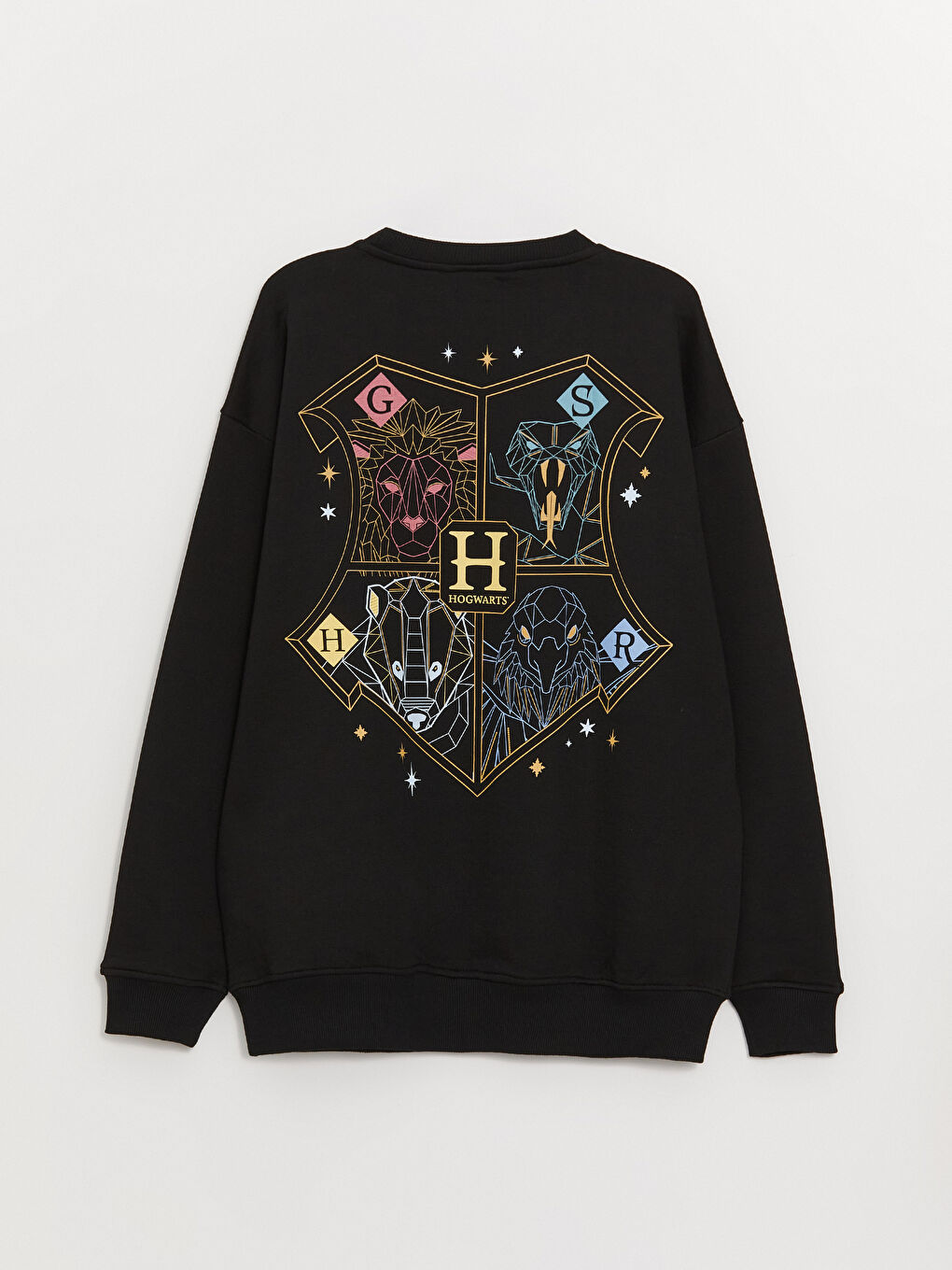 XSIDE Yeni Siyah Bisiklet Yaka Uzun Kollu Harry Potter Baskılı Erkek Sweatshirt - 7