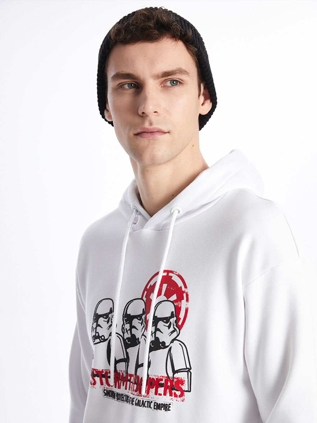 XSIDE Buxe Beyazı Uzun Kollu Baskılı Erkek Hoodie