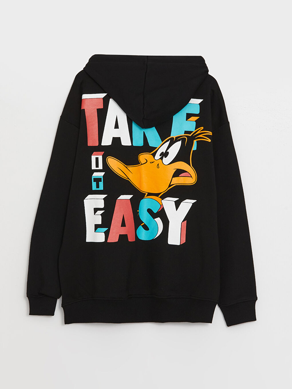 XSIDE Yeni Siyah Uzun Kollu Daffy Duck Baskılı Erkek Hoodie - 6