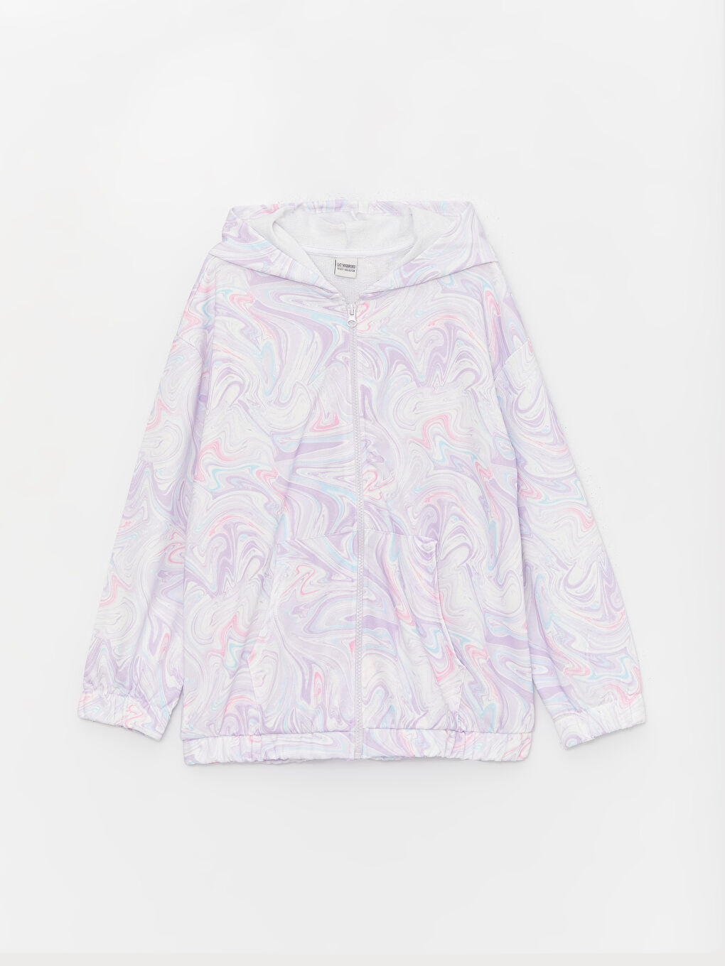 Hooded Batik Patterned Long Sleeve Girls' Zip-Up Sweatshirt-3