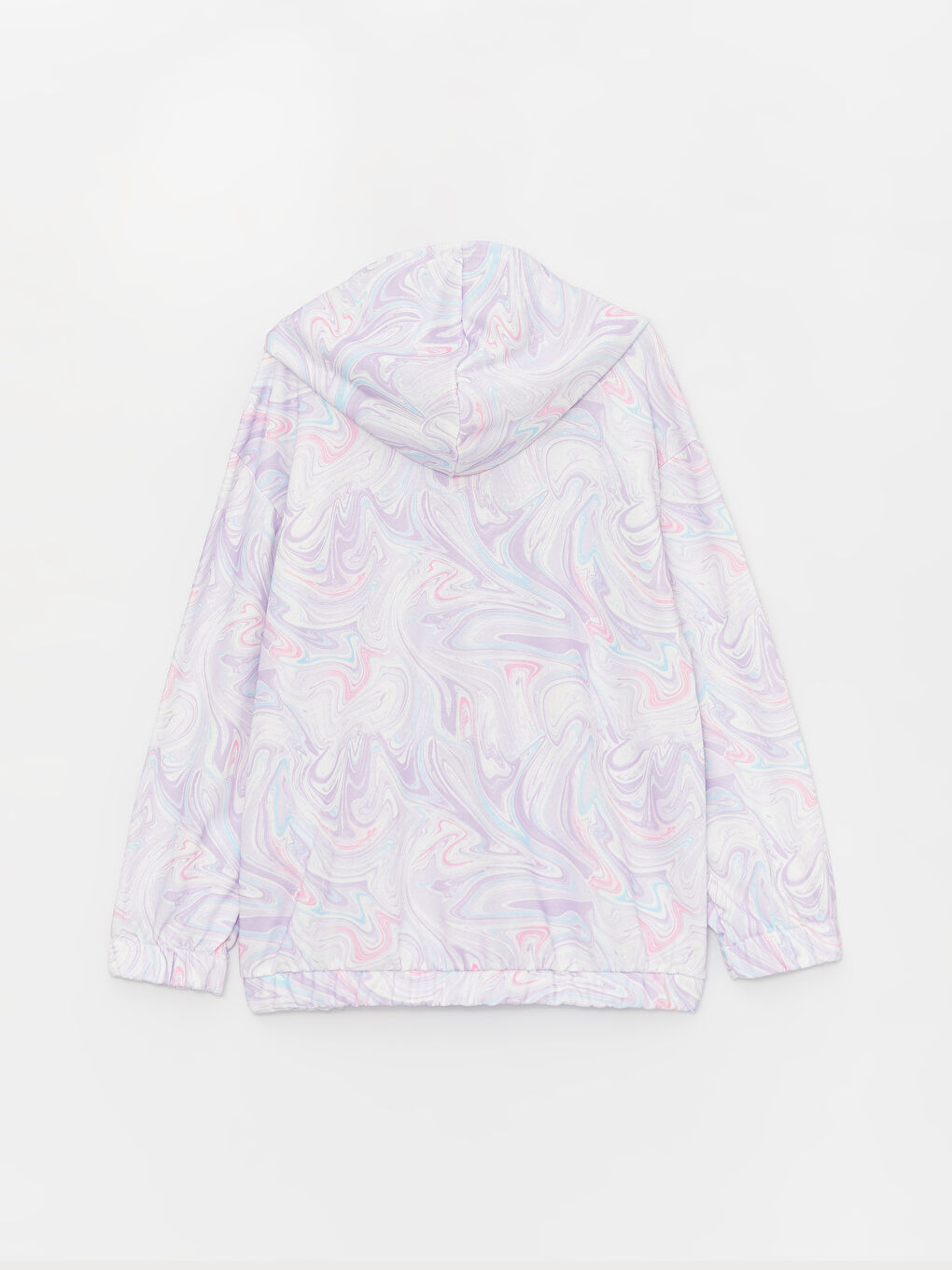 Hooded Batik Patterned Long Sleeve Girls' Zip-Up Sweatshirt-4