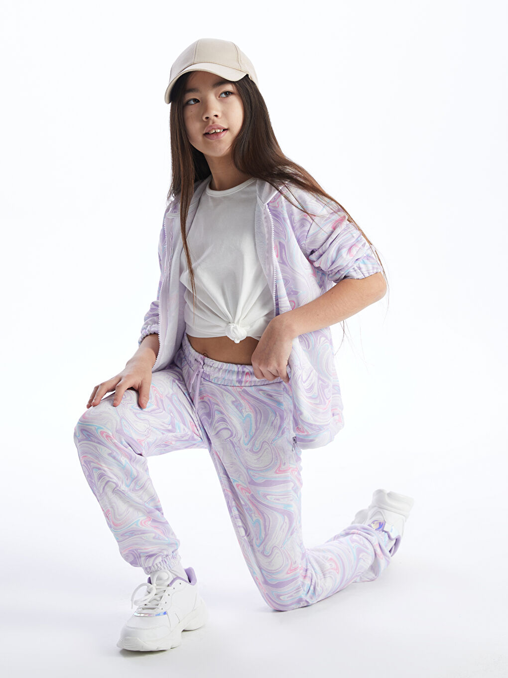 Elastic Waist Batik Patterned Girl Jogger Sweatpants -W3J289Z4-LSC