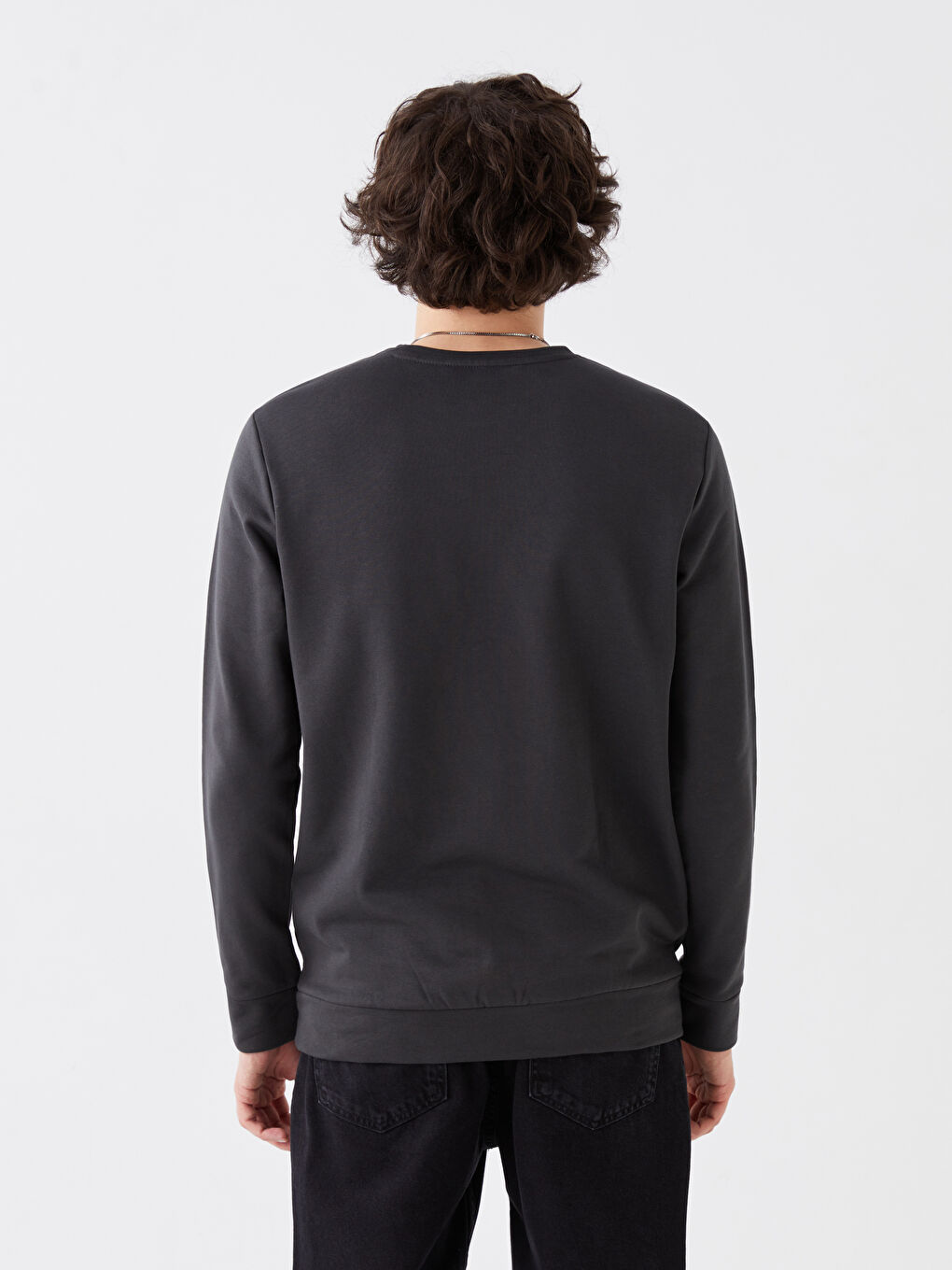 Haki Bisiklet Yaka Uzun Kollu Erkek Sweatshirt-4