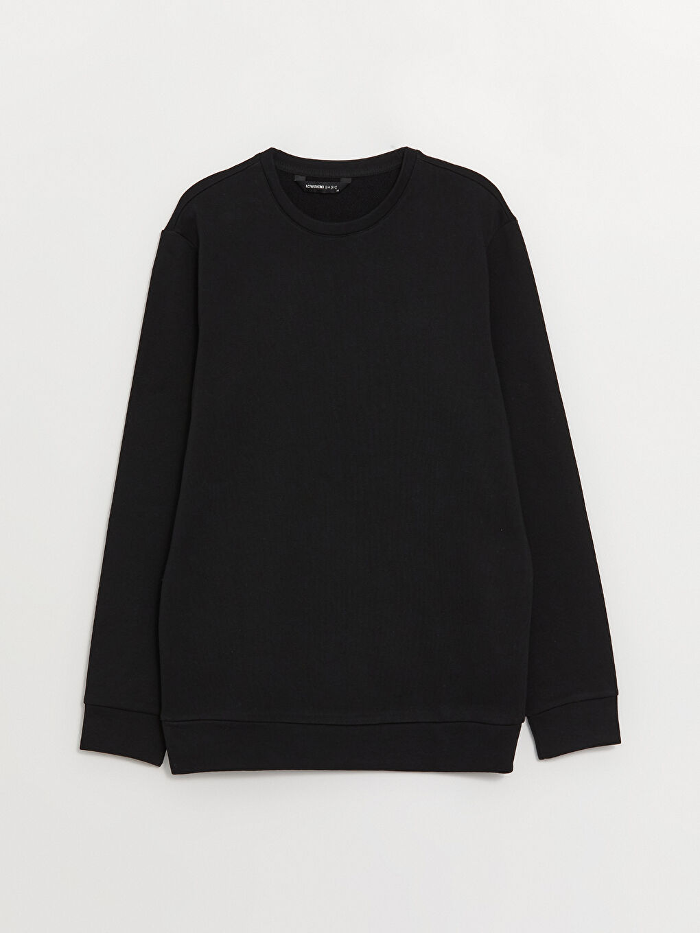 Siyah Bisiklet Yaka Uzun Kollu Erkek Sweatshirt-5