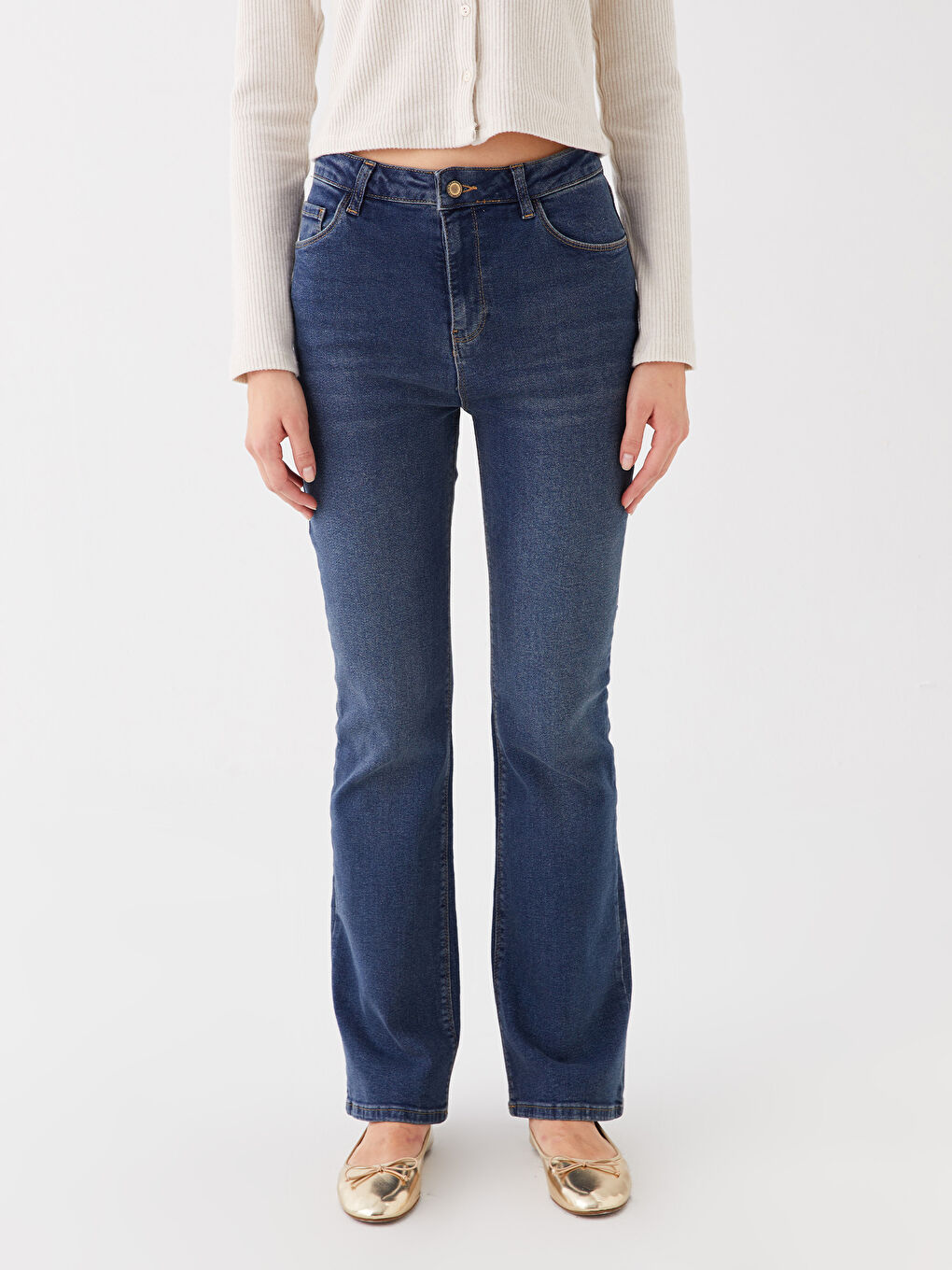 LCW Jeans Orta İndigo Rodeo Mars Flare Kadın Jean Pantolon - 3