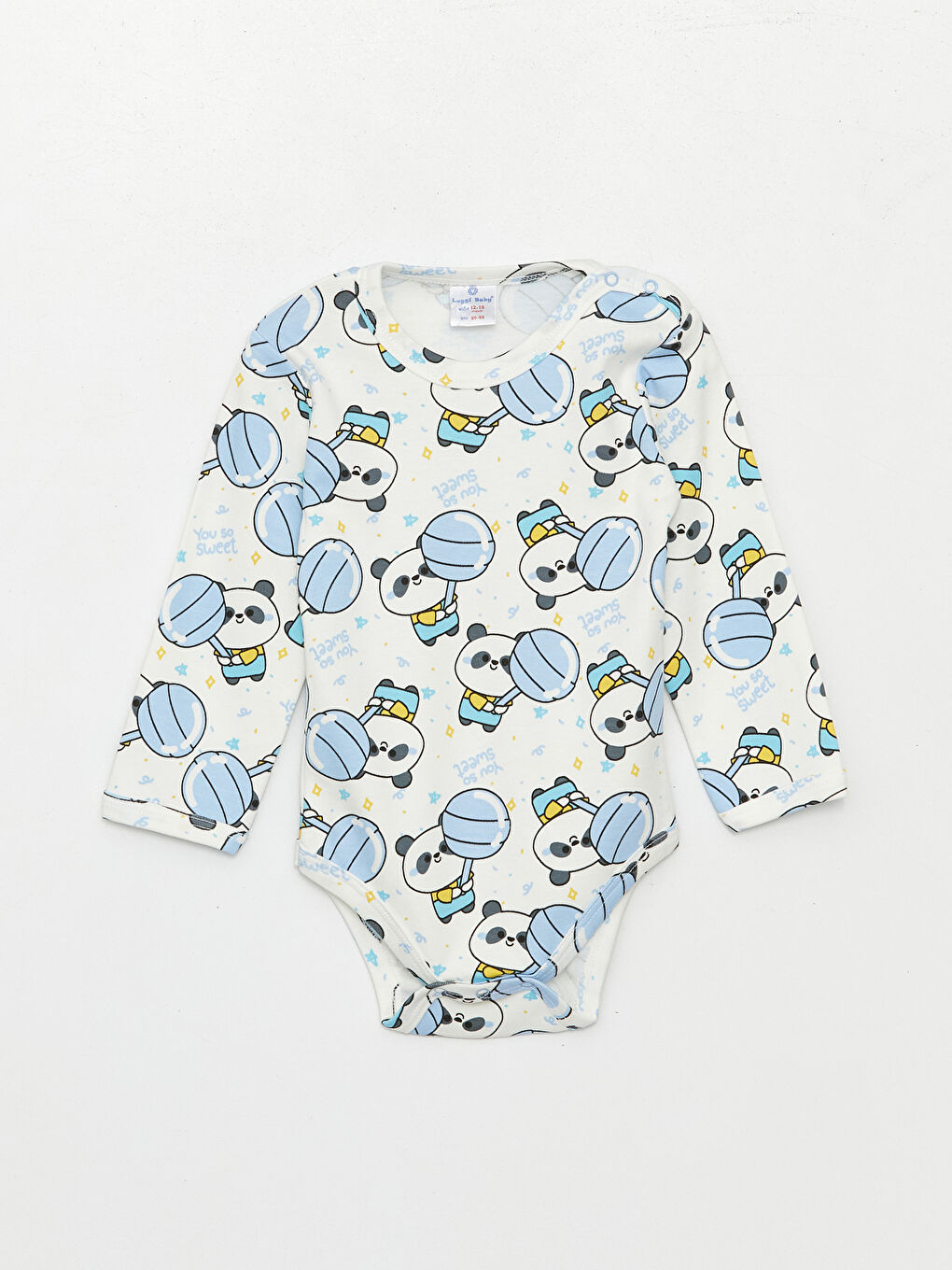 Mavi Bisiklet Yaka Uzun Kollu Baskılı Erkek Bebek Çıtçıtlı Bodysuit  2'li-2