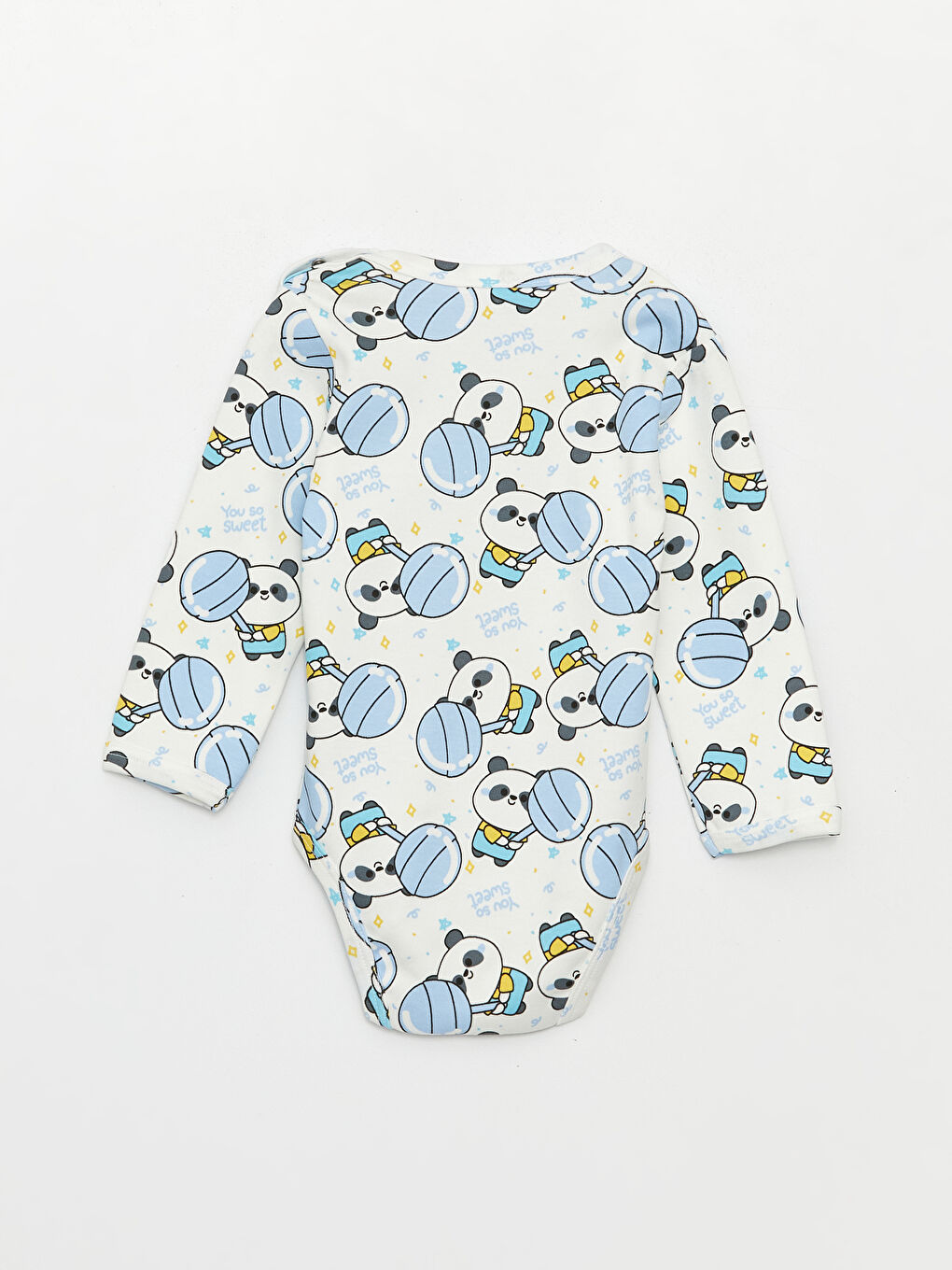 Mavi Bisiklet Yaka Uzun Kollu Baskılı Erkek Bebek Çıtçıtlı Bodysuit  2'li-3